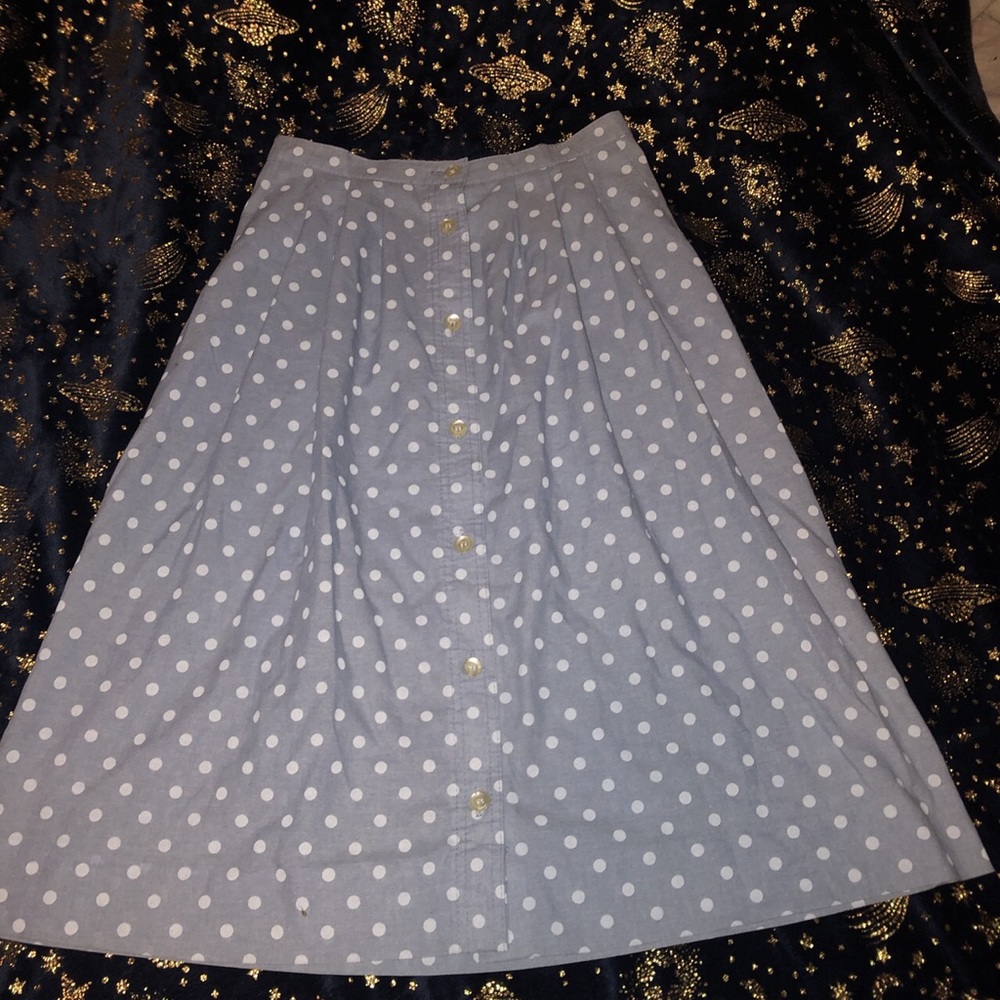 Alfred Dunner Blue Polkadot Midi Skirt